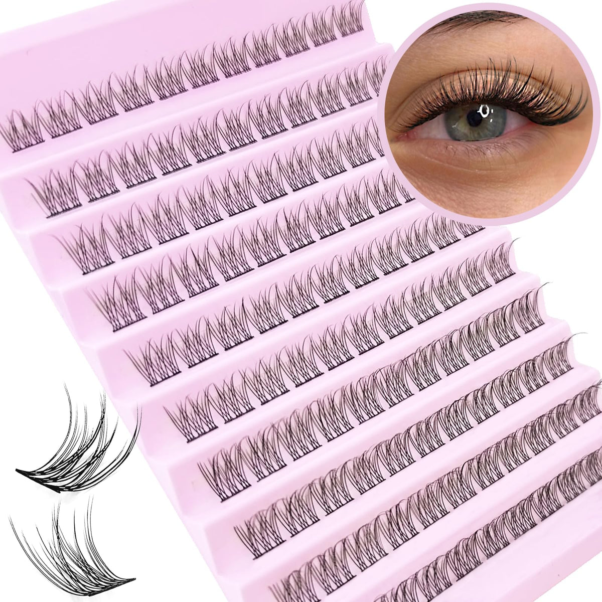SLSXNL lash clusters wispy natural D curl for a soft look