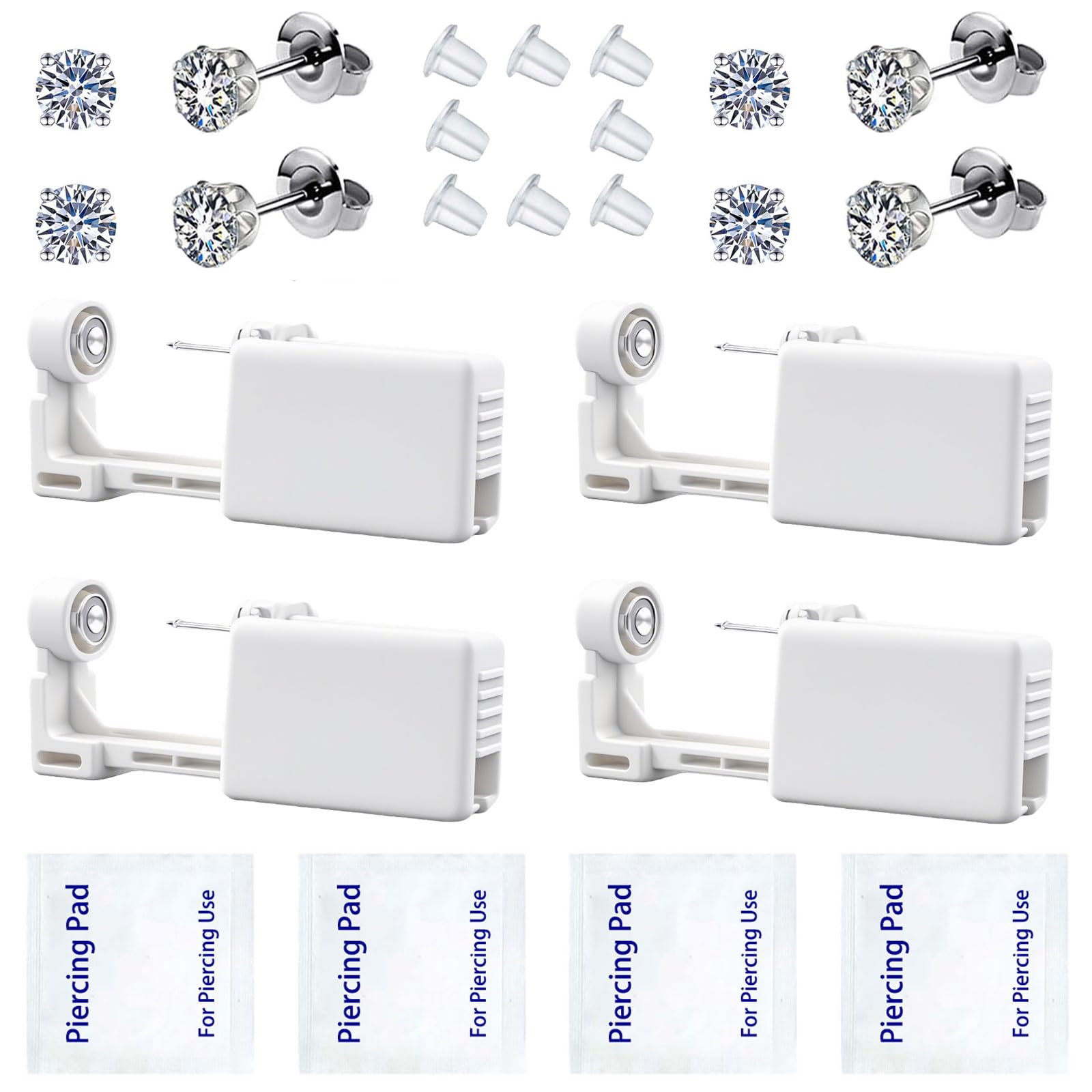 SLVIEKAE ear piercing kit with disposable gun and 3mm CZ stud for at-home use.