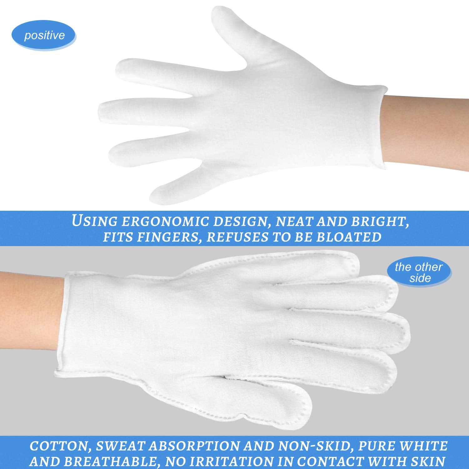 SLWJAXGT guantes de algodón blancos para uso cosmético y cuidado de la piel en casa