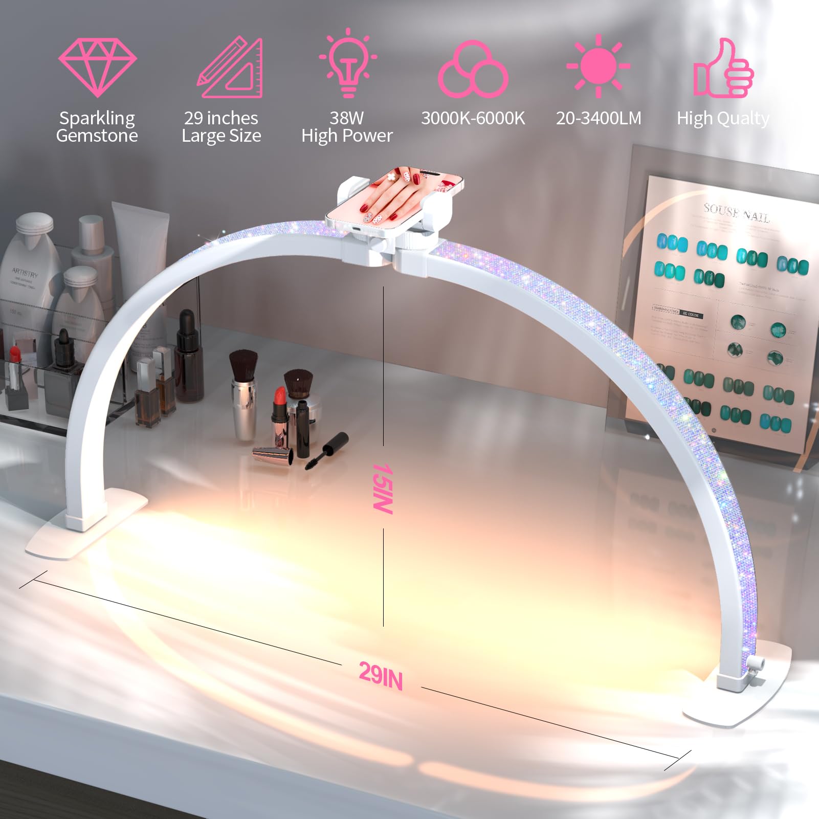SLYFTE foldable nail desk lamp arch for mobile nail art on the go