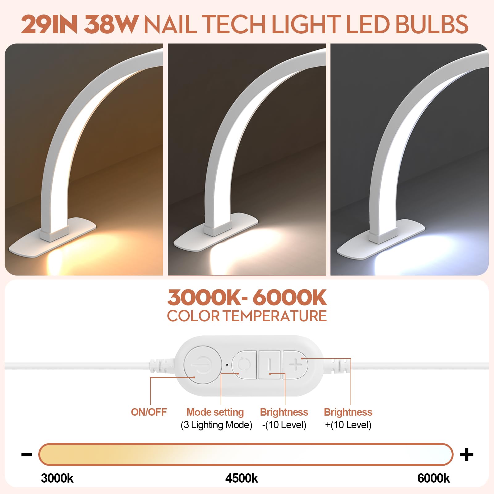 SLYFTE foldable nail desk light with built-in phone holder for tutorials