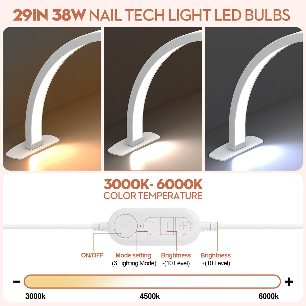 SLYFTE foldable nail desk light with built-in phone holder for tutorials