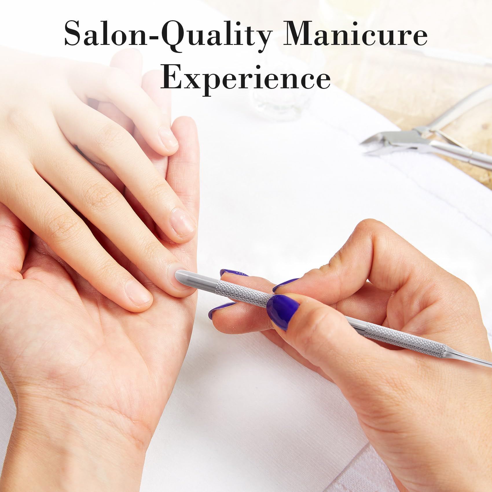 SmallCat cuticle pusher in use for smooth nail prep