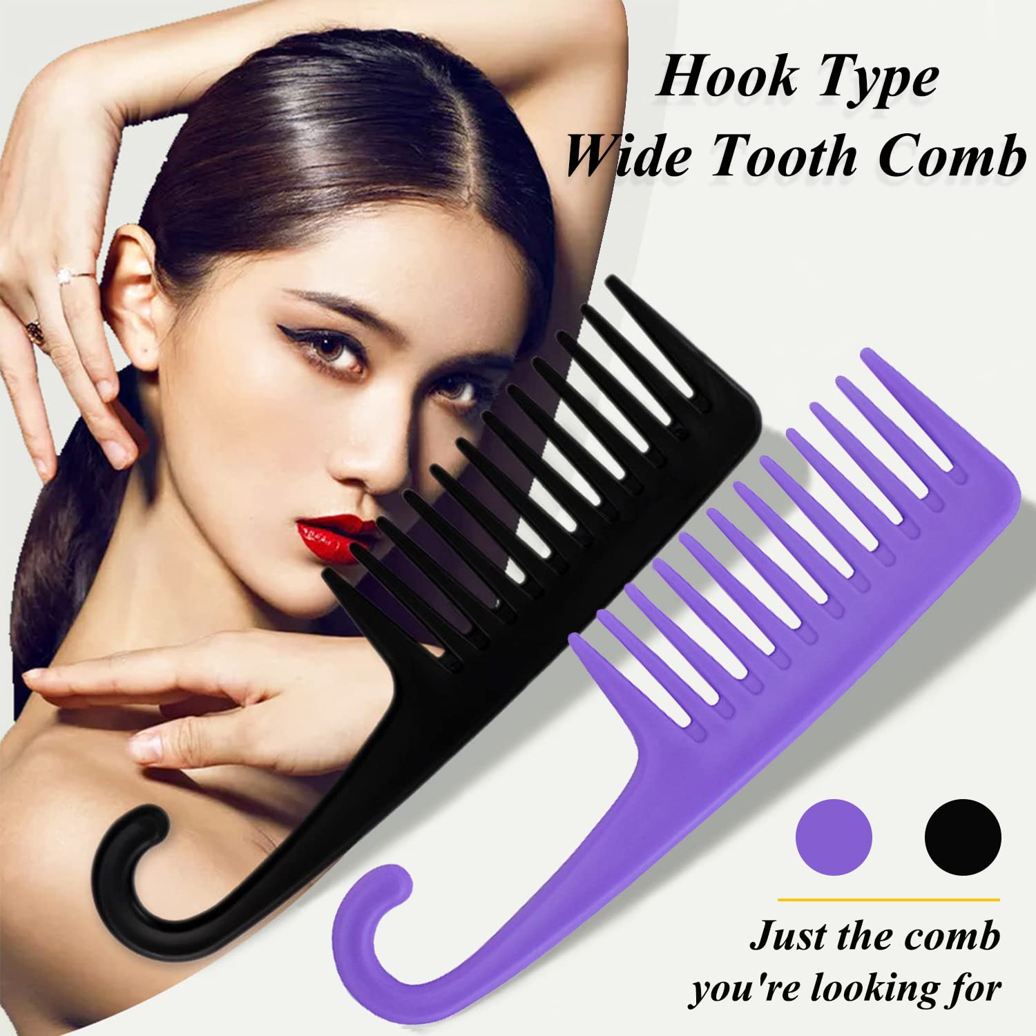 SmaringWing detangler comb hanging on a bathroom hook