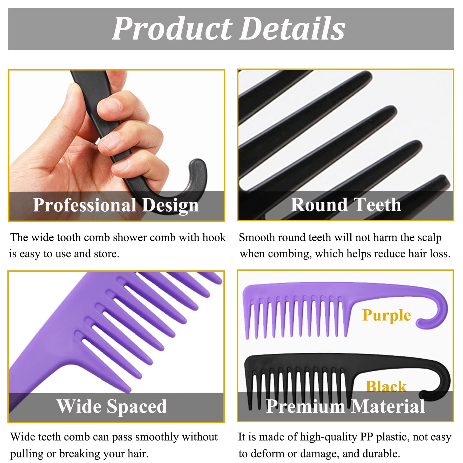 Close-up of SmaringWing detangler comb gliding through wet curly hair