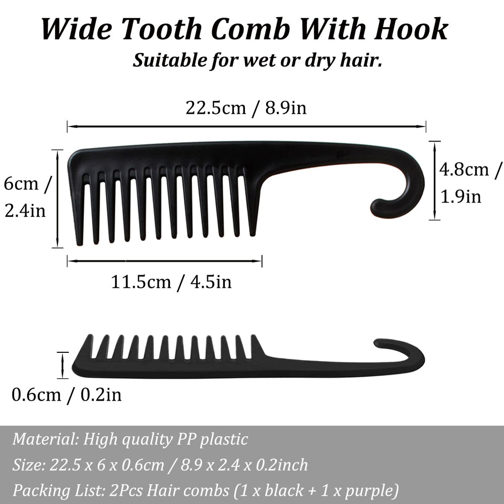 SmaringWing large wide-tooth comb in purple with hook for easy storage
