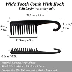 SmaringWing large wide-tooth comb in purple with hook for easy storage