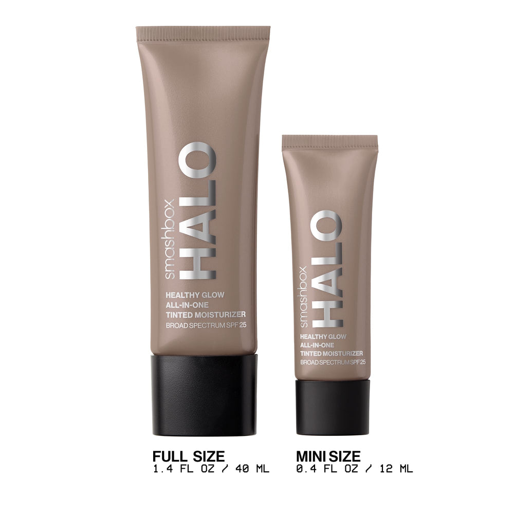 Closeup of Smashbox Halo Healthy Glow on face emphasizing hydration
