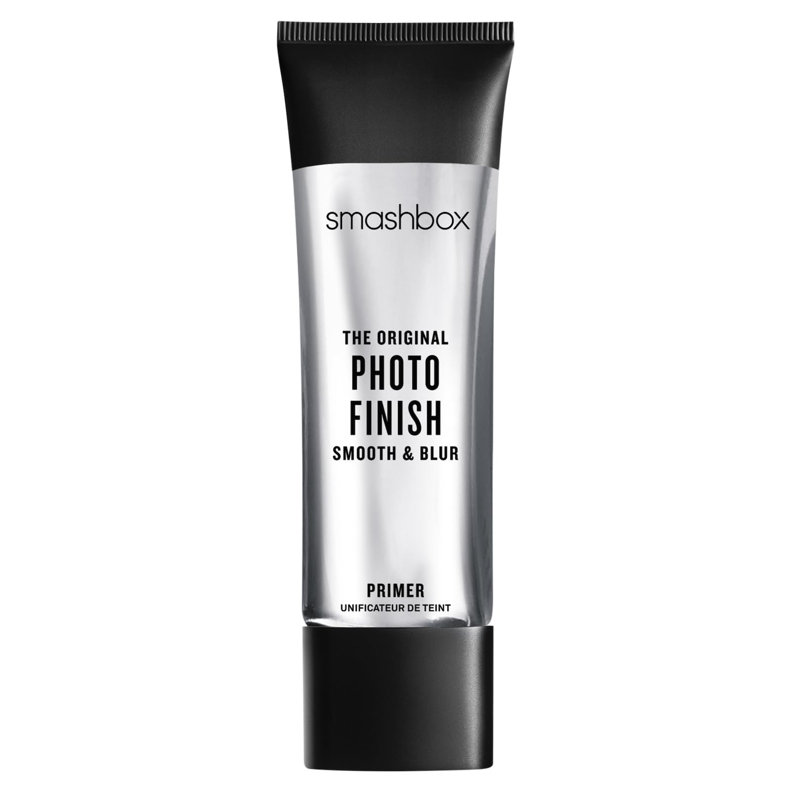 Smashbox Original Photo Finish primer bottle closeup; smooth base preps skin for makeup.