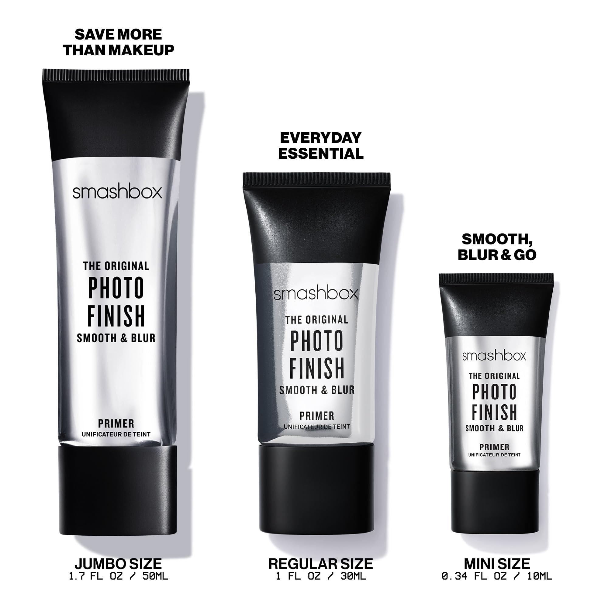 Smashbox Photo Finish bottle front; transparent gel boosts makeup longevity.