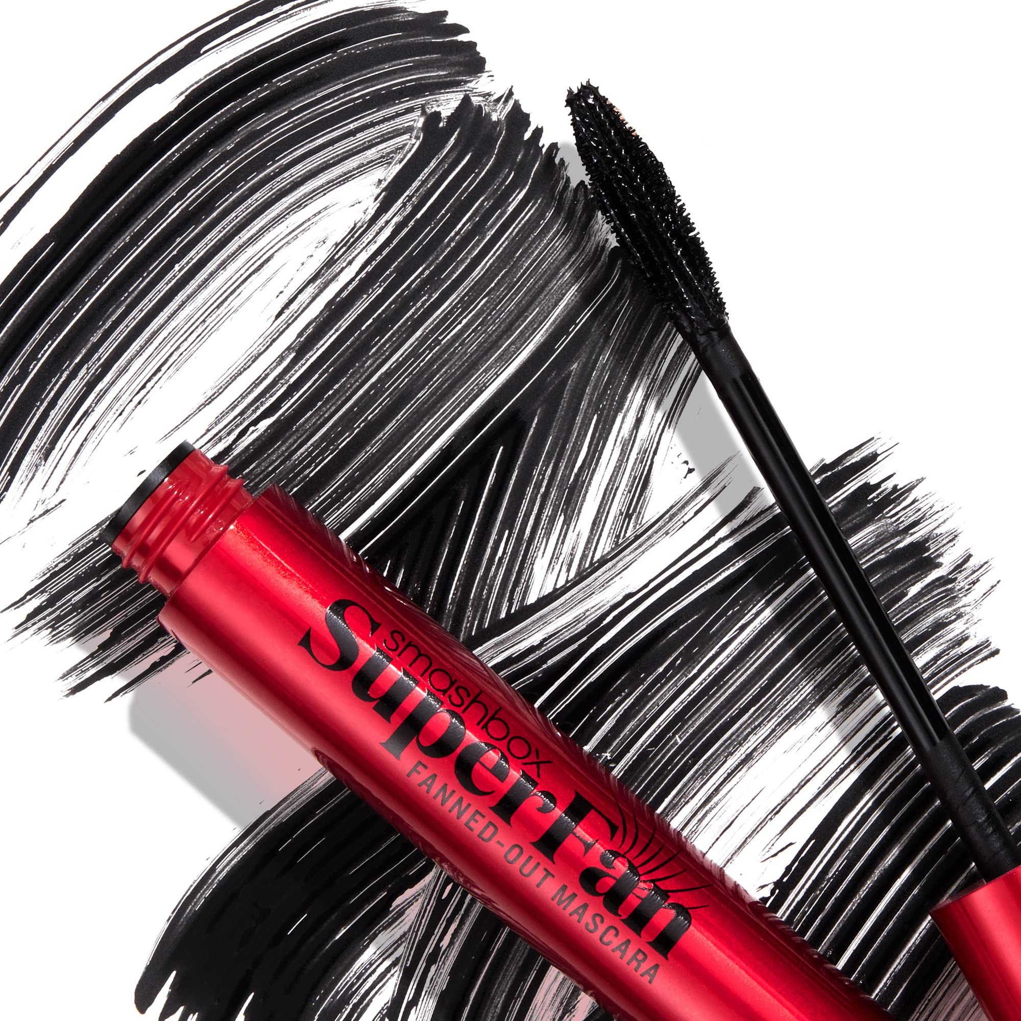 Boxed Smashbox mascara packaging highlighting lightweight design.