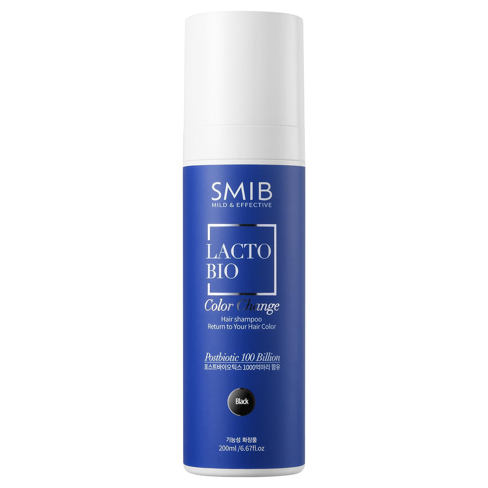 SMIB Lactobio bottle pour shows gentle daily care and gradual gray reduction.