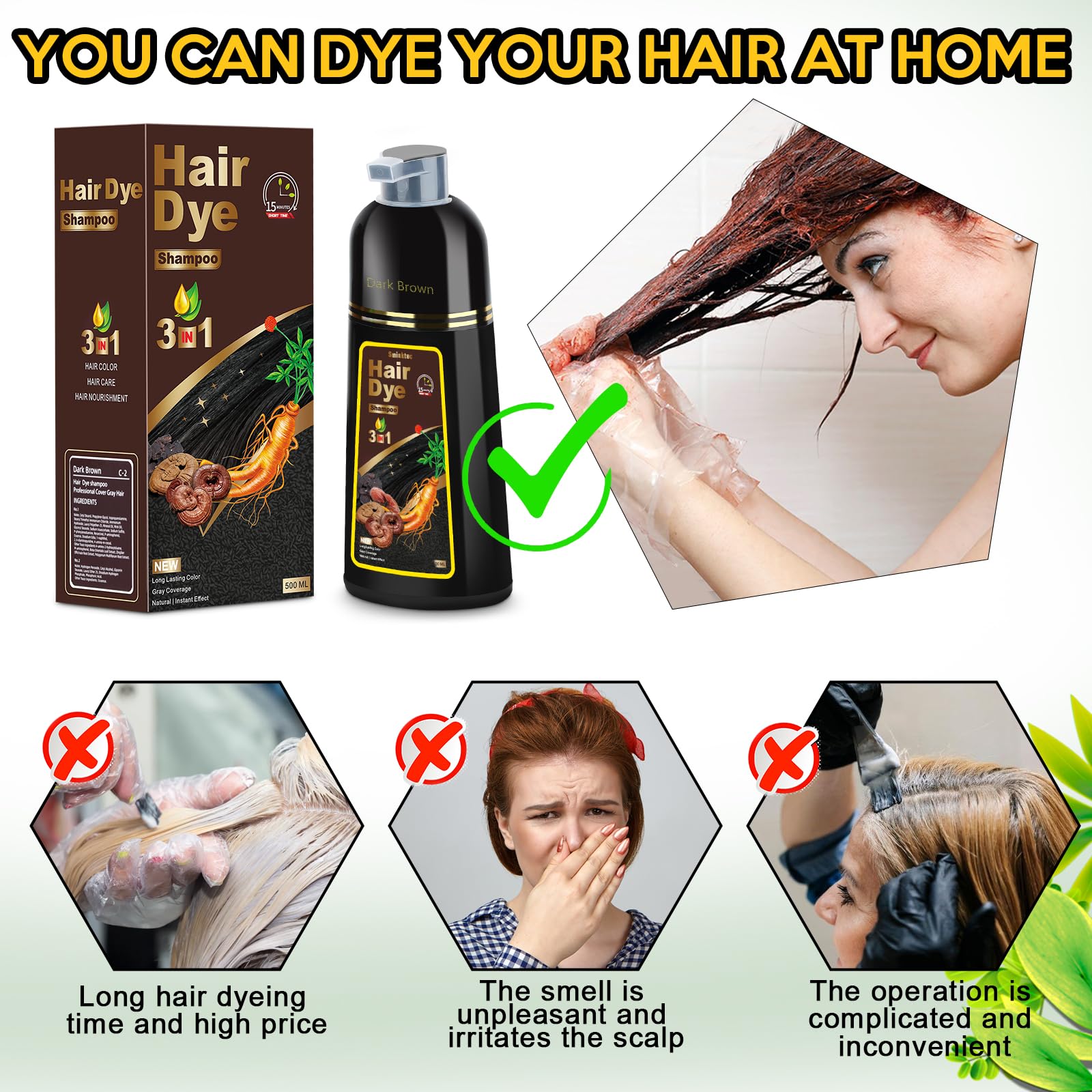 Sminktec 3 in 1 formula combines dye, shampoo, conditioner for streamlined care