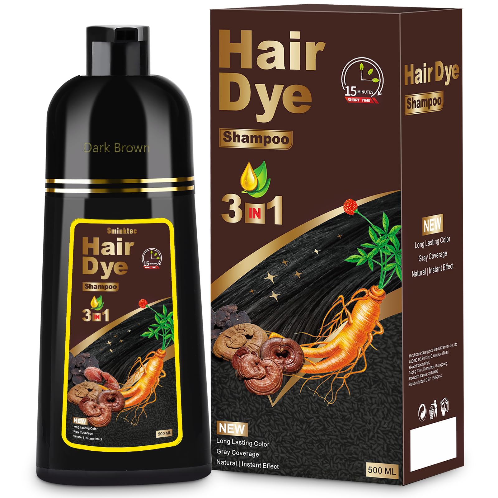 Sminktec 3 in 1 herbal dye shampoo bottle pour for quick color application