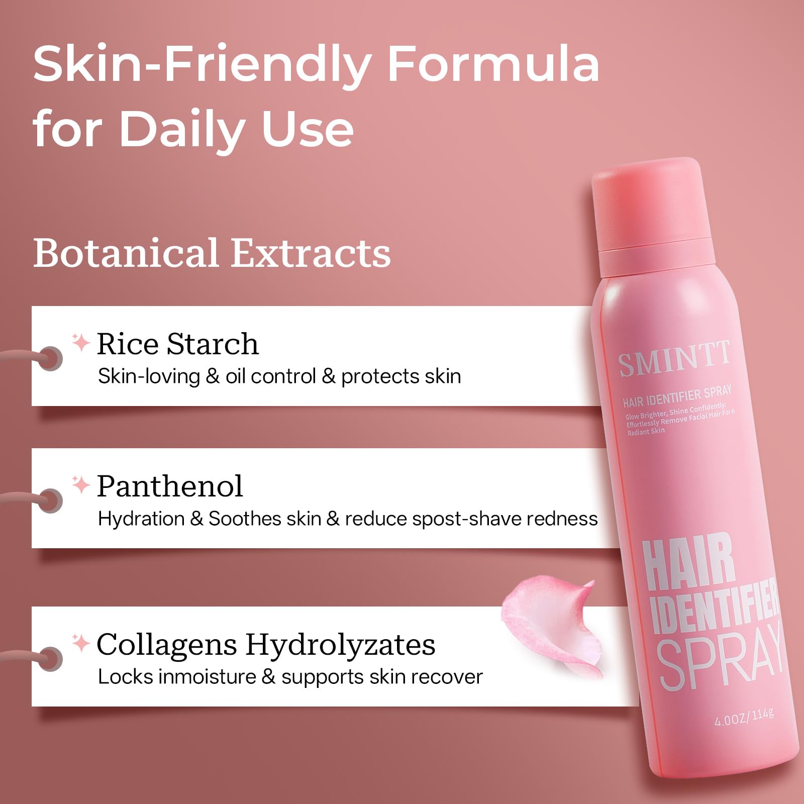 SMINTT Hair Identifier Spray pairs well with dermaplaning and moisturizer for best results.