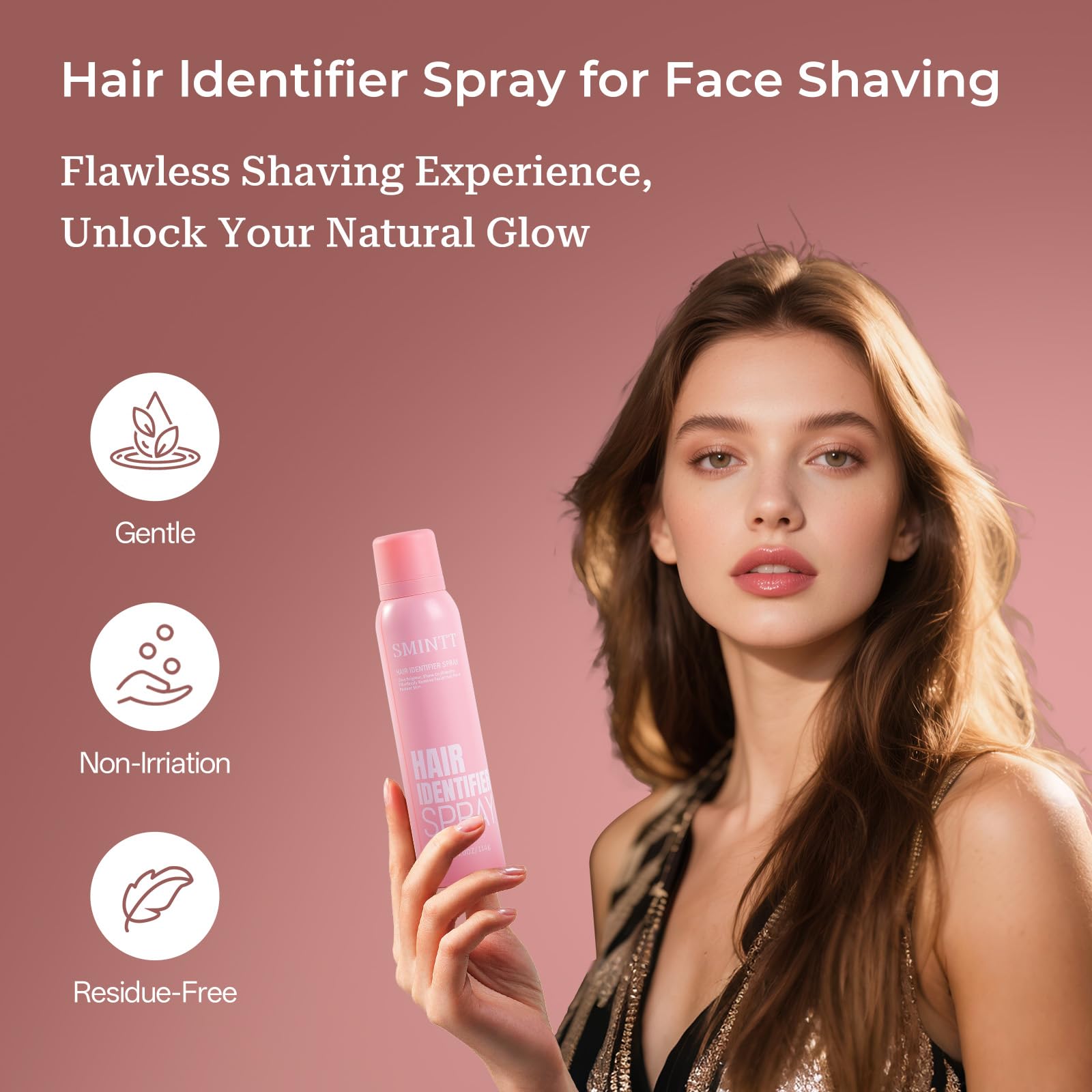 SMINTT Hair Identifier Spray targets peach fuzz for a more even texture before makeup.