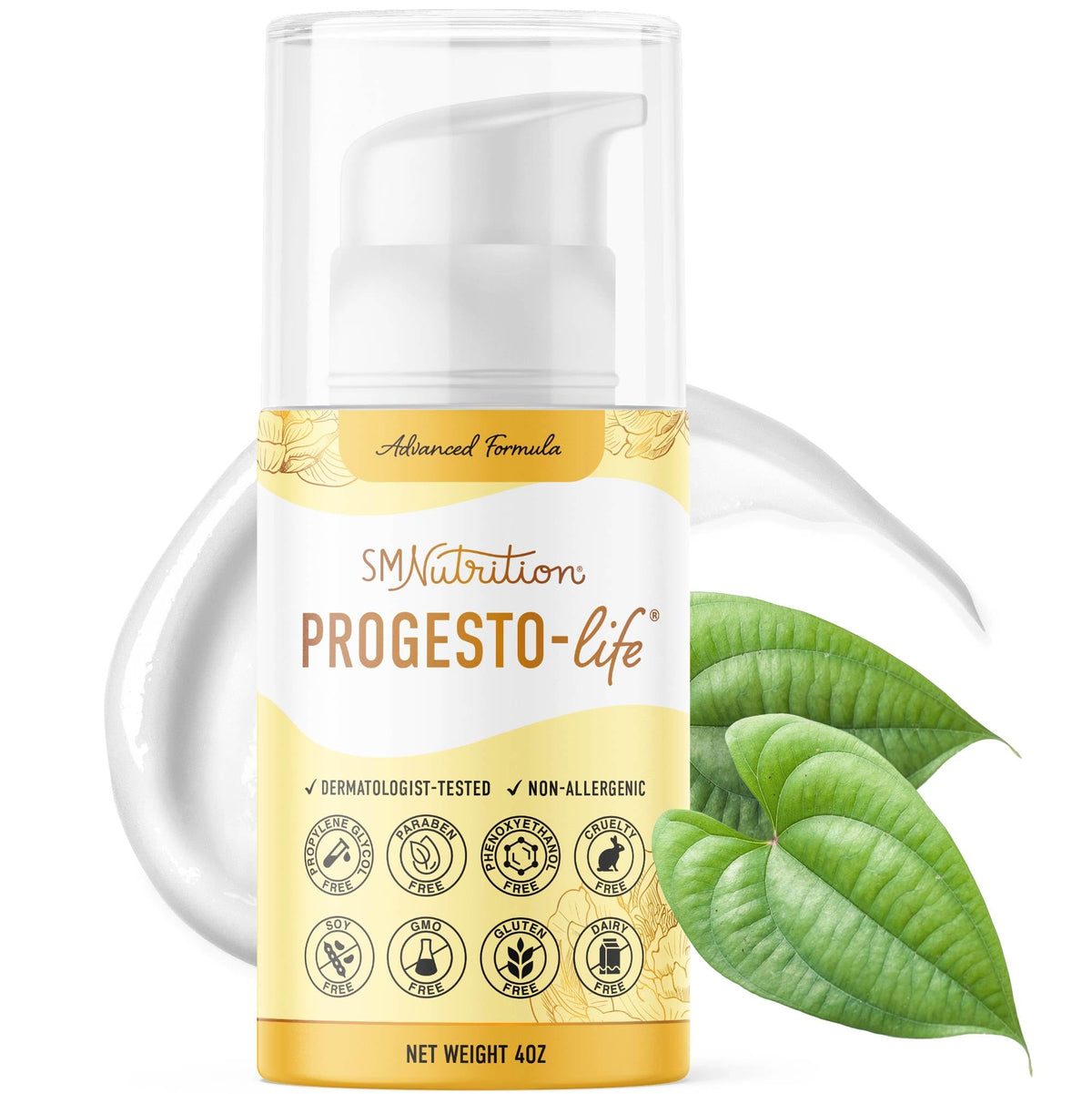 SMNutrition Advanced Progesto-Life Skin Cream bottle with pump for daily moisturizing