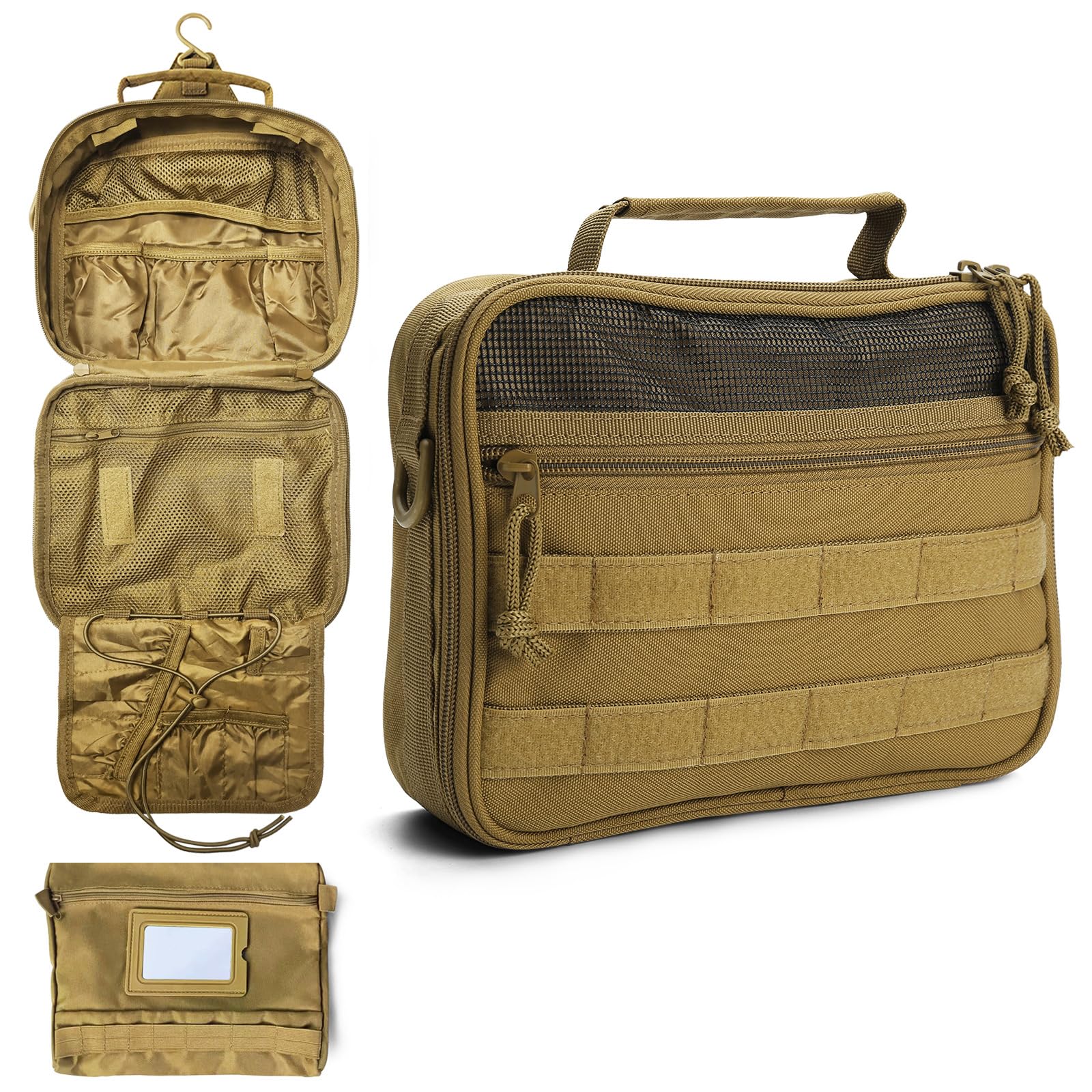 SMONT Toiletry Bag exterior brown, rugged travel companion for short trips.