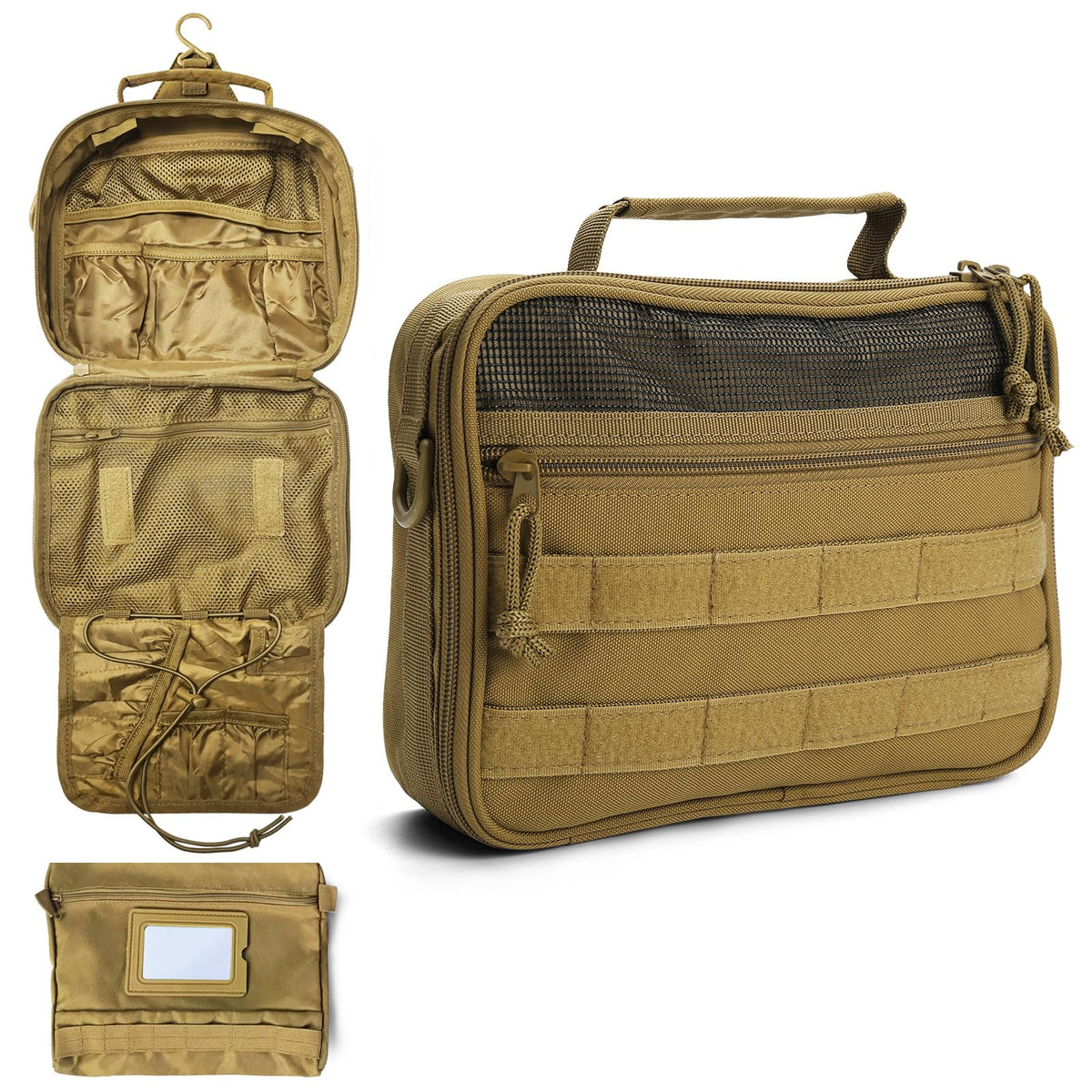 SMONT Toiletry Bag exterior brown, rugged travel companion for short trips.