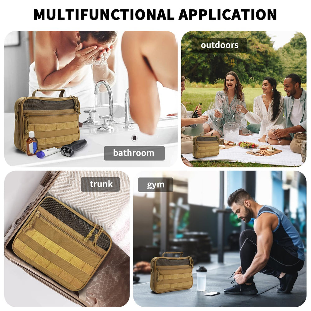 SMONT Toiletry Bag front MOLLE panel for attaching accessories.