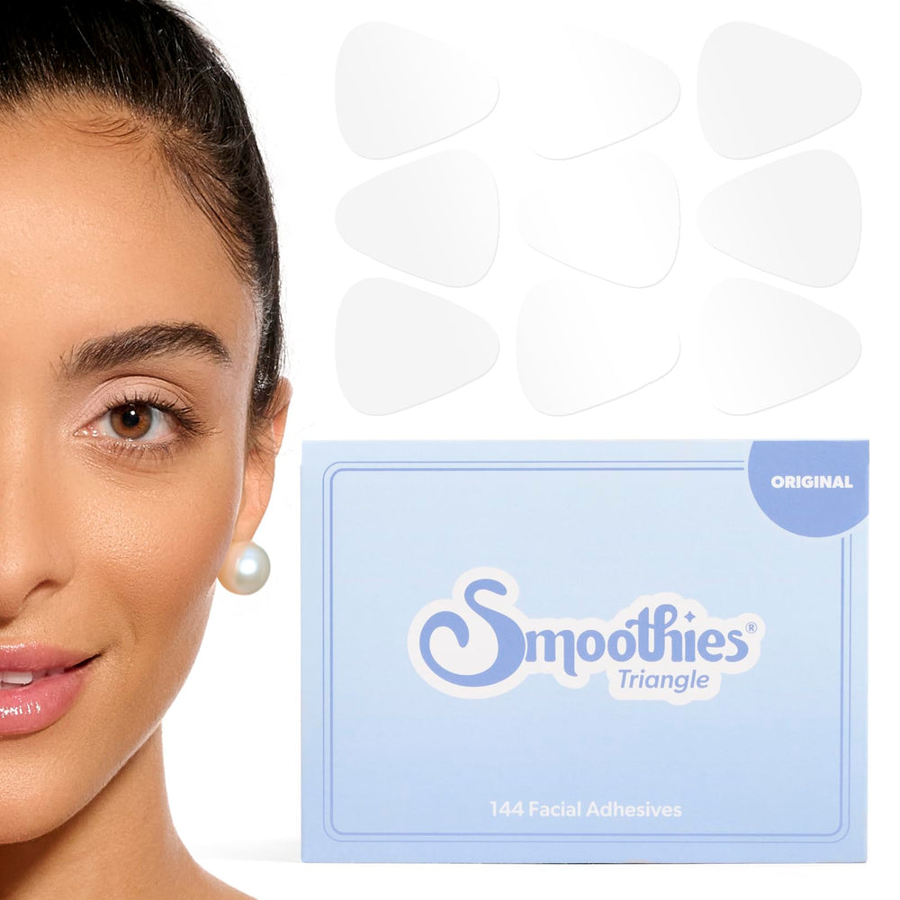 Smoothies Triangle Wrinkle Patches applied overnight around the eyes for smoother skin