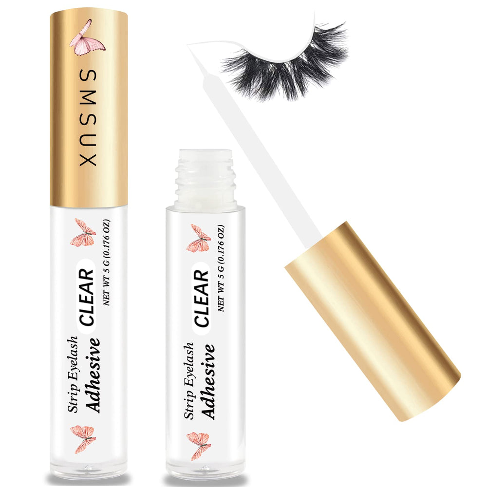SMSUX clear eyelash glue bottle offers reliable hold for sensitive eyes.