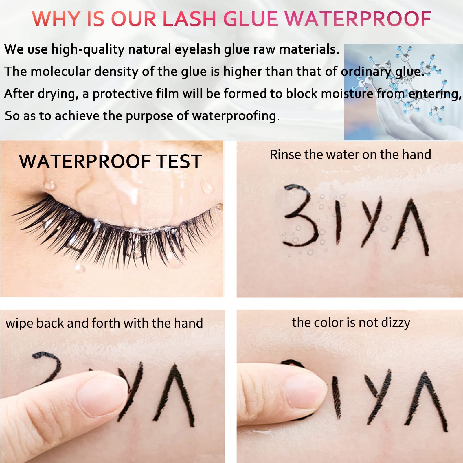 SMSUX waterproof hold glue helps lashes stay put through rain.