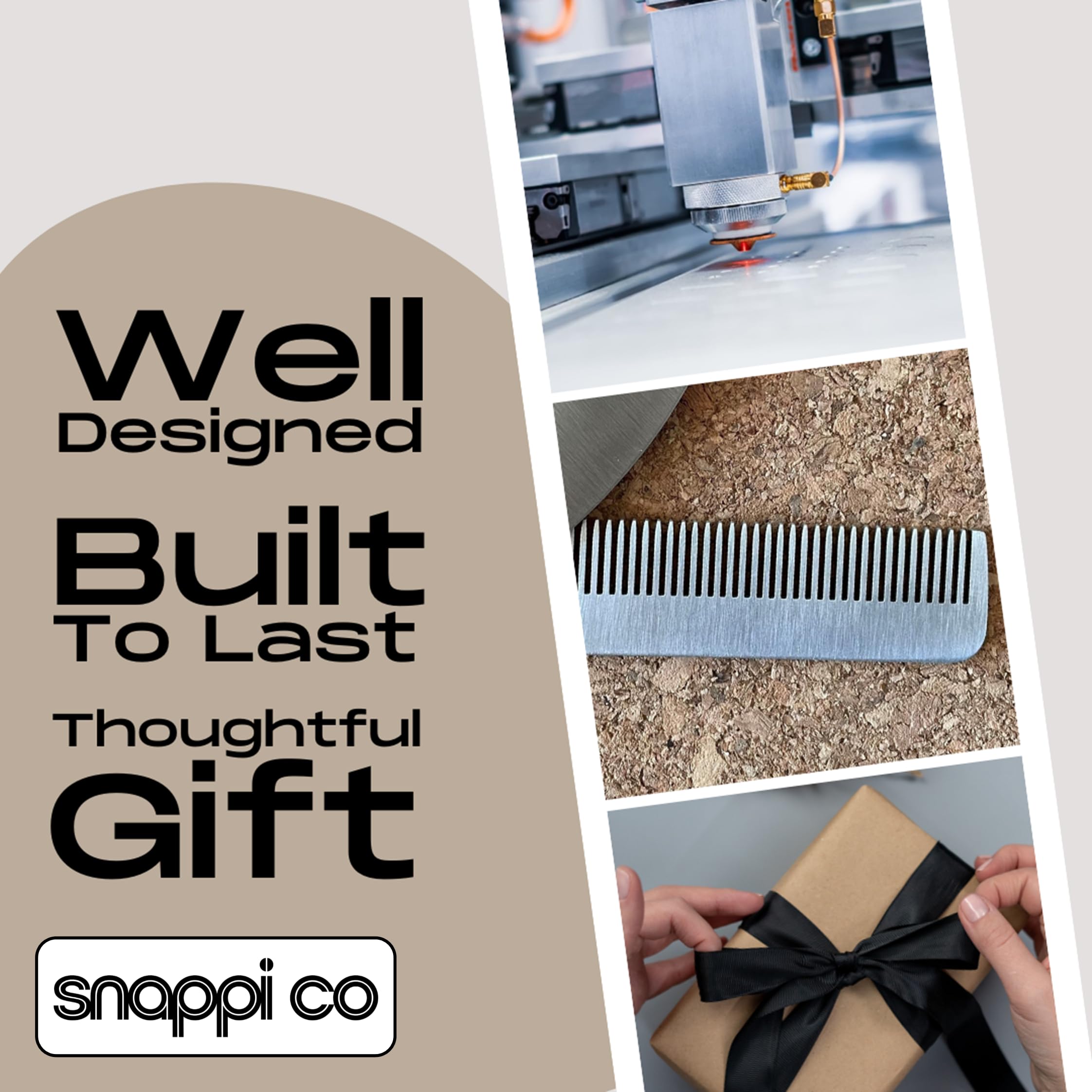 Snappi Co metal folding beard comb, 304 stainless steel, durable