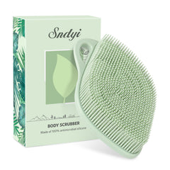Cepillo corporal de Sndyi con hoja verde para exfoliar suavemente en la ducha.