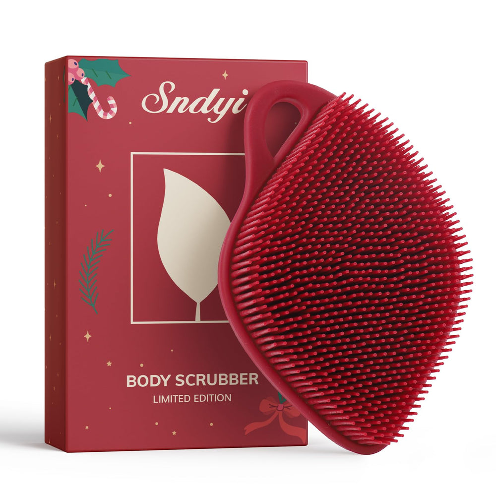 Cepillo Sndyi en forma de hoja para exfoliar suave y revitalizar la piel.