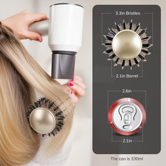 Sndyi ceramic ionic barrel action highlights efficient heat drying and frizz control.