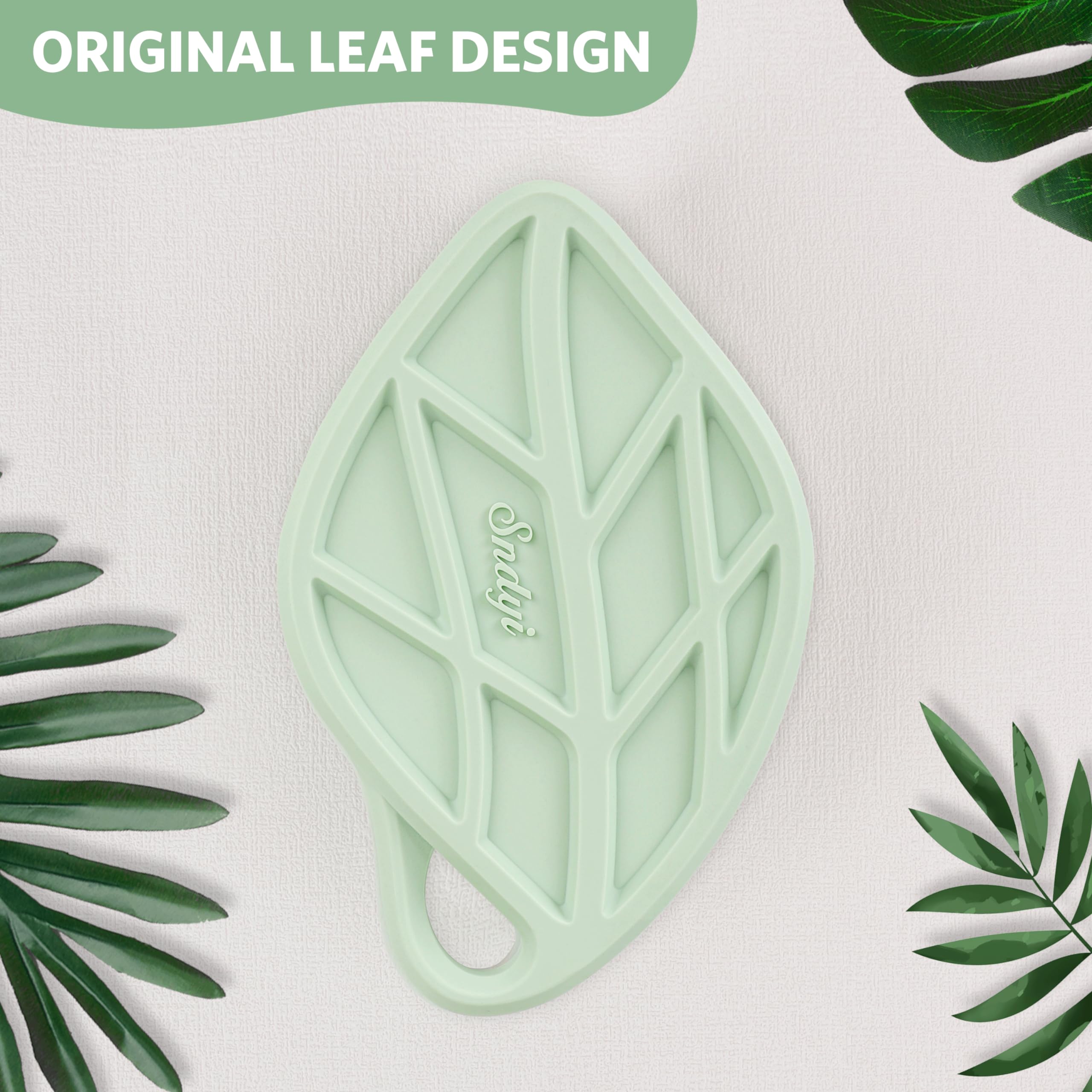 Diseño en forma de hoja de Sndyi con agarre ergonómico.