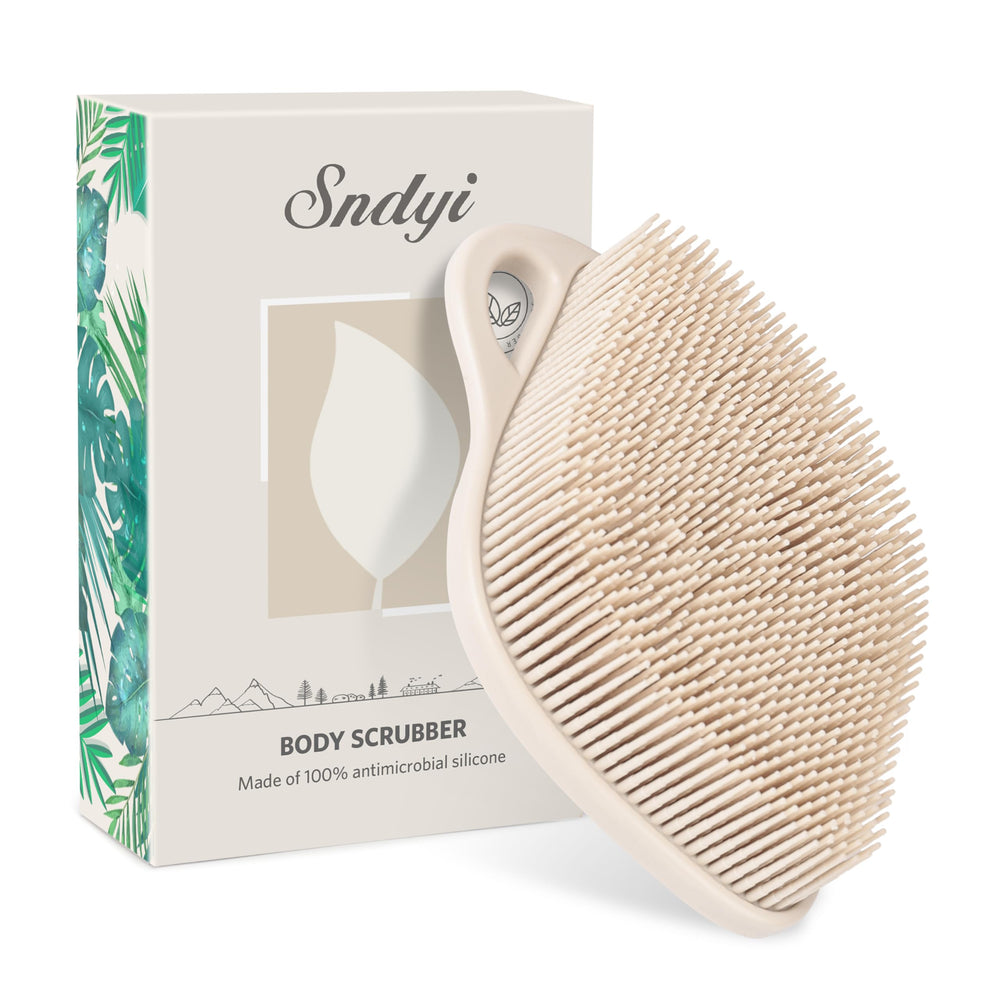 Sndyi exfoliante silicona cuerpo, hoja diseño, ideal para exfoliar suavemente durante la ducha.