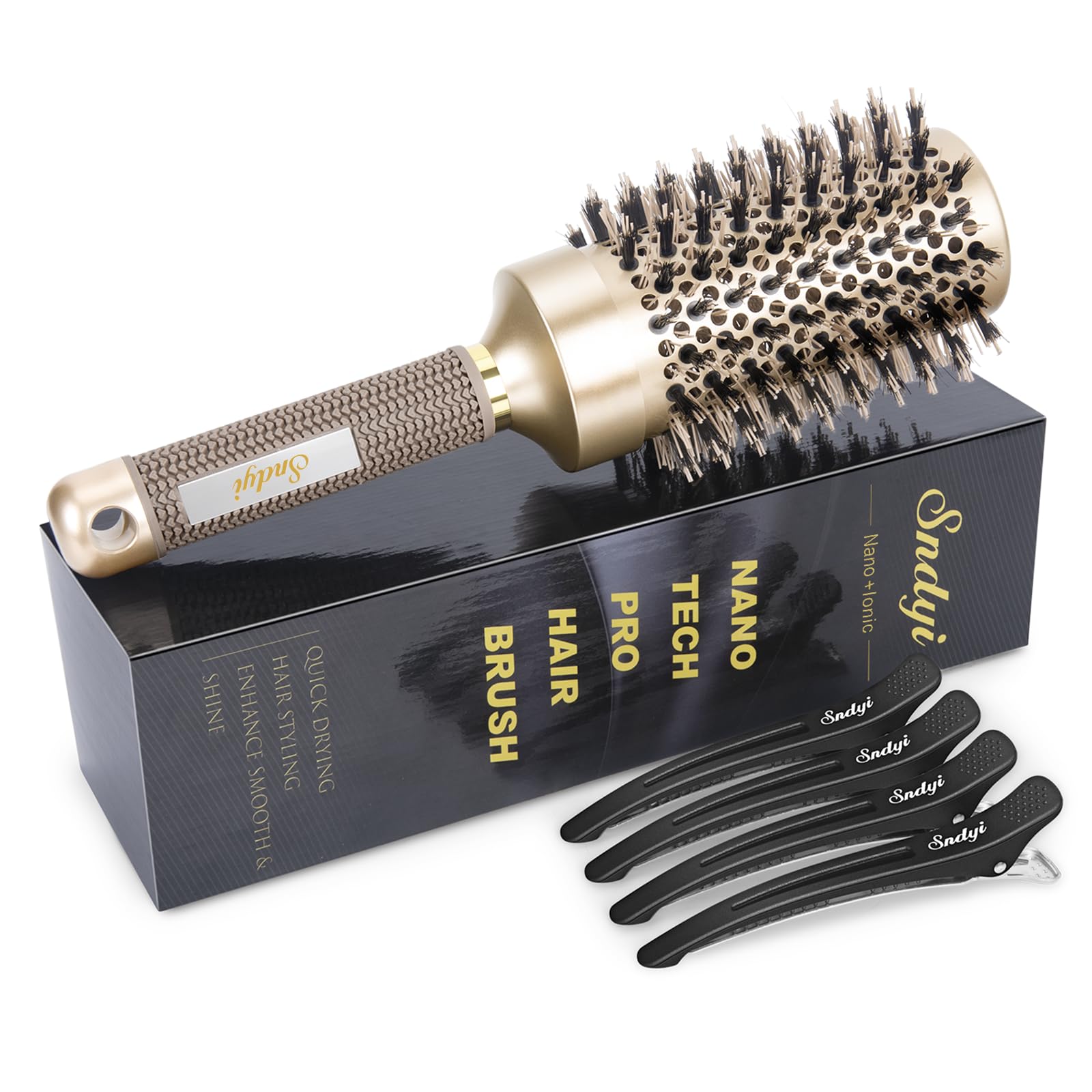 Sndyi large round brush with a 2.1-inch barrel for fast drying and added volume.