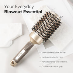 Sndyi round brush bristle closeup shows natural boar bristles for oil distribution.