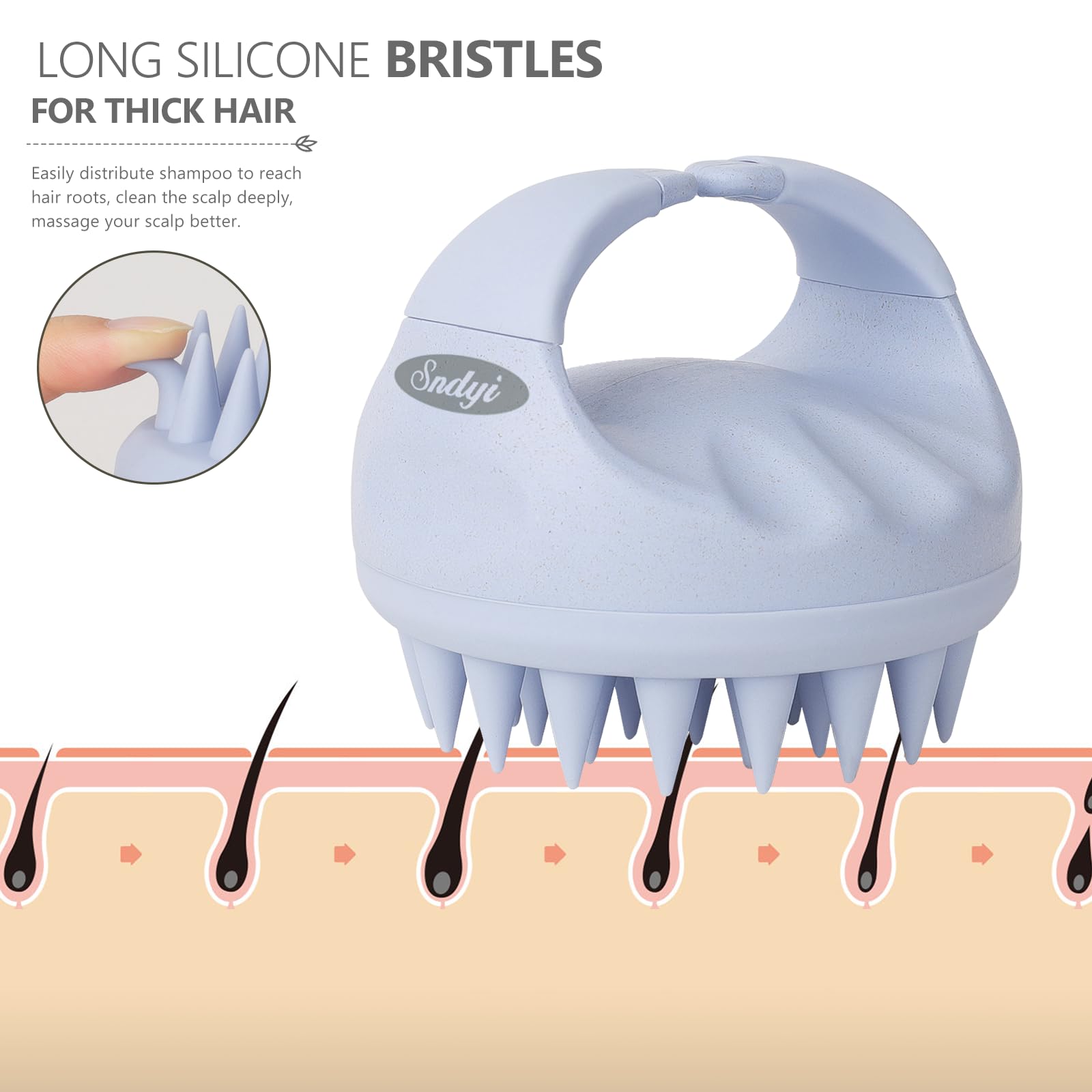Sndyi scalp exfoliator massages while potentially reducing oil and dandruff buildup.