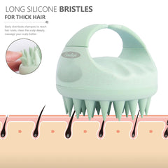 Sndyi silicone bristles densely spaced for thorough shampoo distribution.