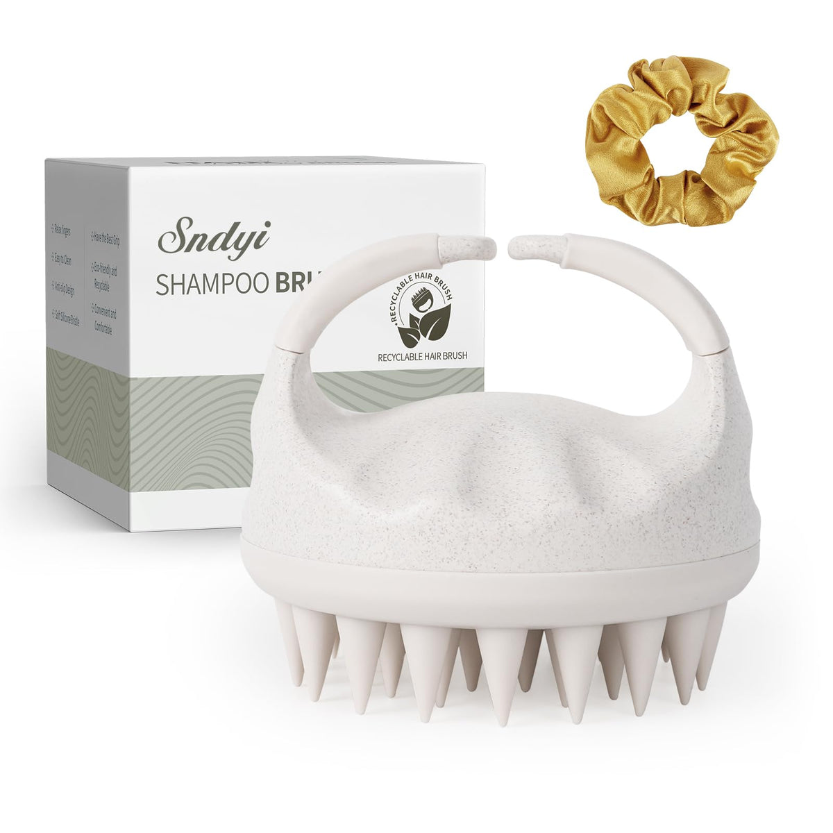 Sndyi soft silicone scalp massager in beige for gentle dandruff care and cleansing