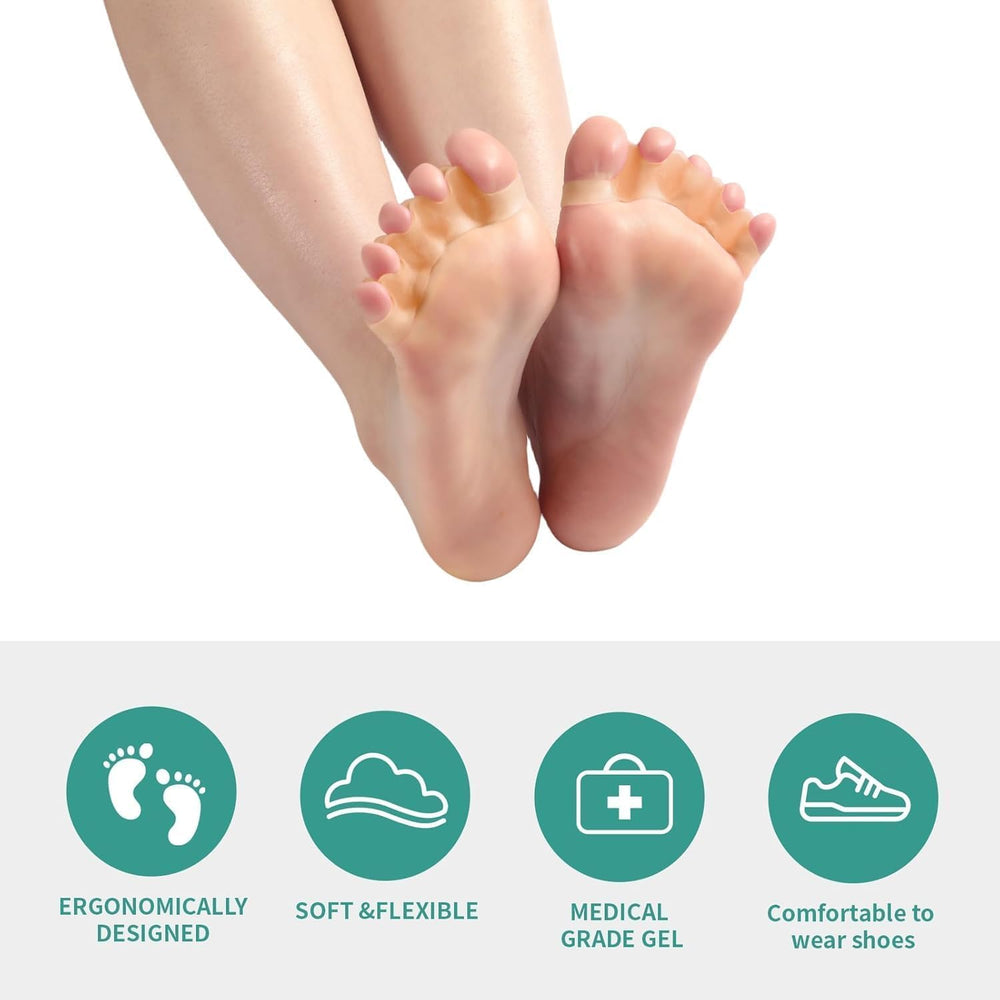 SNGBYTU toe separators shown with socks for all-day comfort and stability