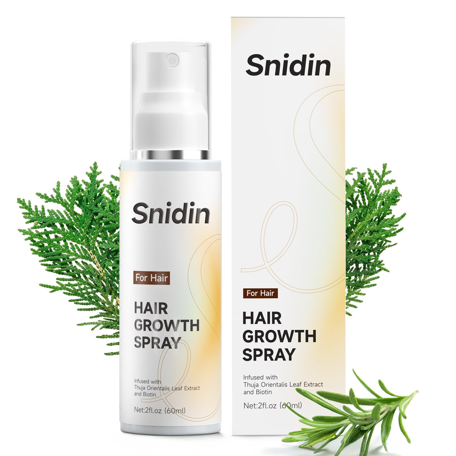Snidin Hair Growth Spray 60ml packaging designed for travel