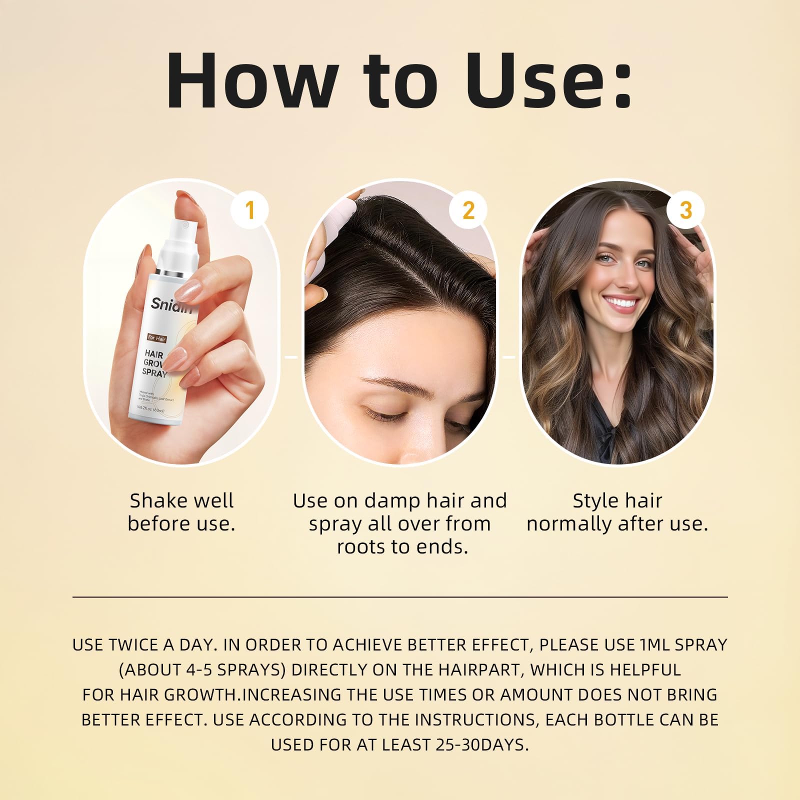 Snidin Hair Growth Spray applied while styling to help frizz control