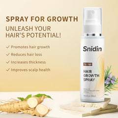 Snidin Hair Growth Spray highlighting rosemary oil for scalp nourishment