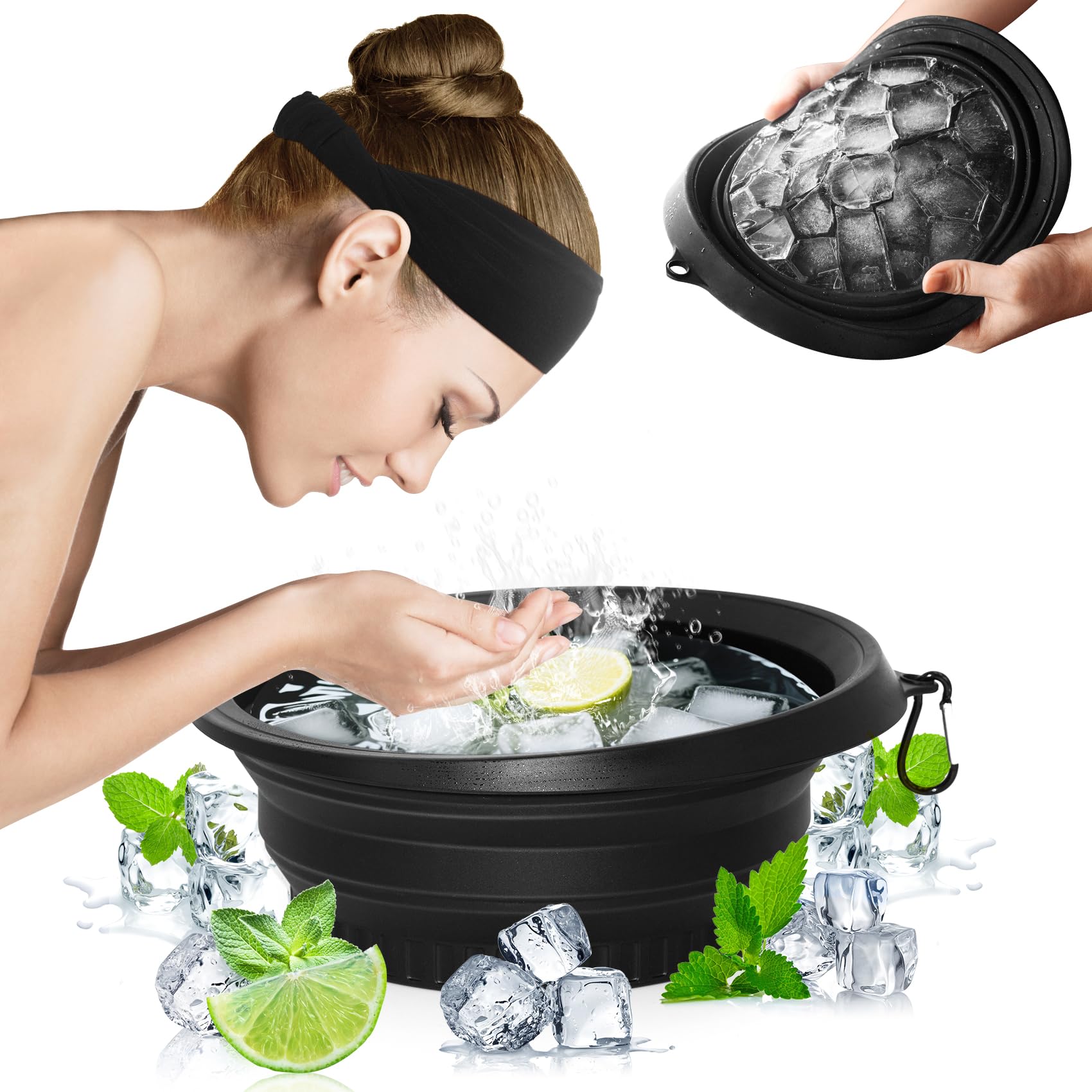 Snipeup tazón hielo facial plegable para enfriamiento suave y terapia facial completa.