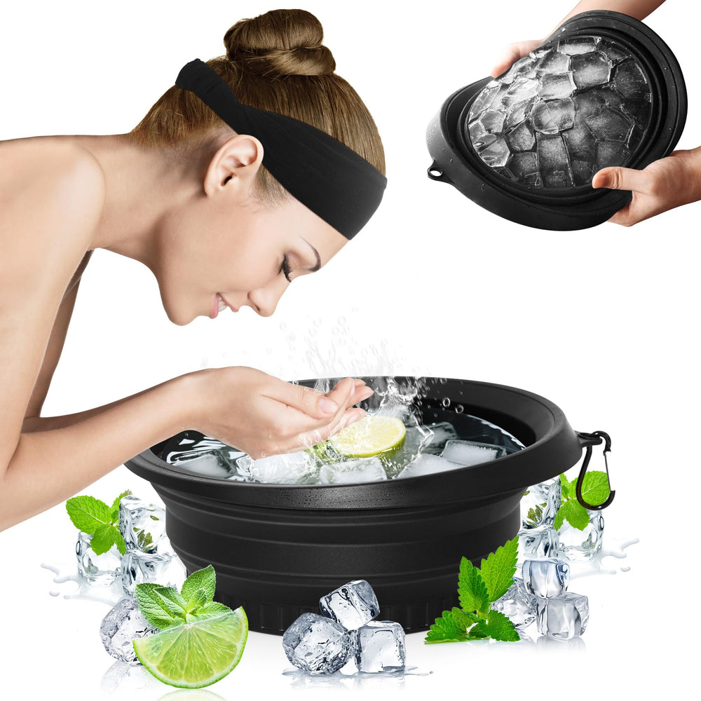 Snipeup tazón hielo facial plegable para enfriamiento suave y terapia facial completa.