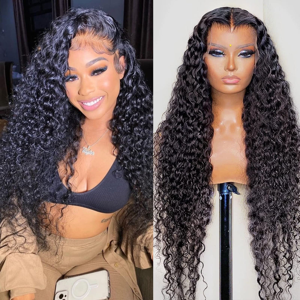 SNJON Water Wave 13x6 HD lace front wig close-up showing natural hairline and texture