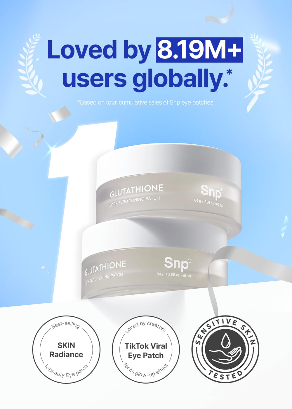 Parche SNP con textura hidrogel para sensación refrescante en el contorno de ojos.