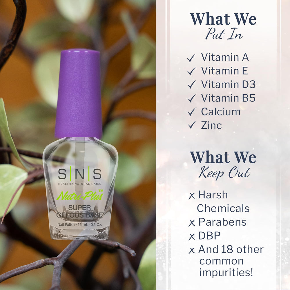 SNS Gelous Base Coat brinda acabado espejo y color uniforme en las uñas