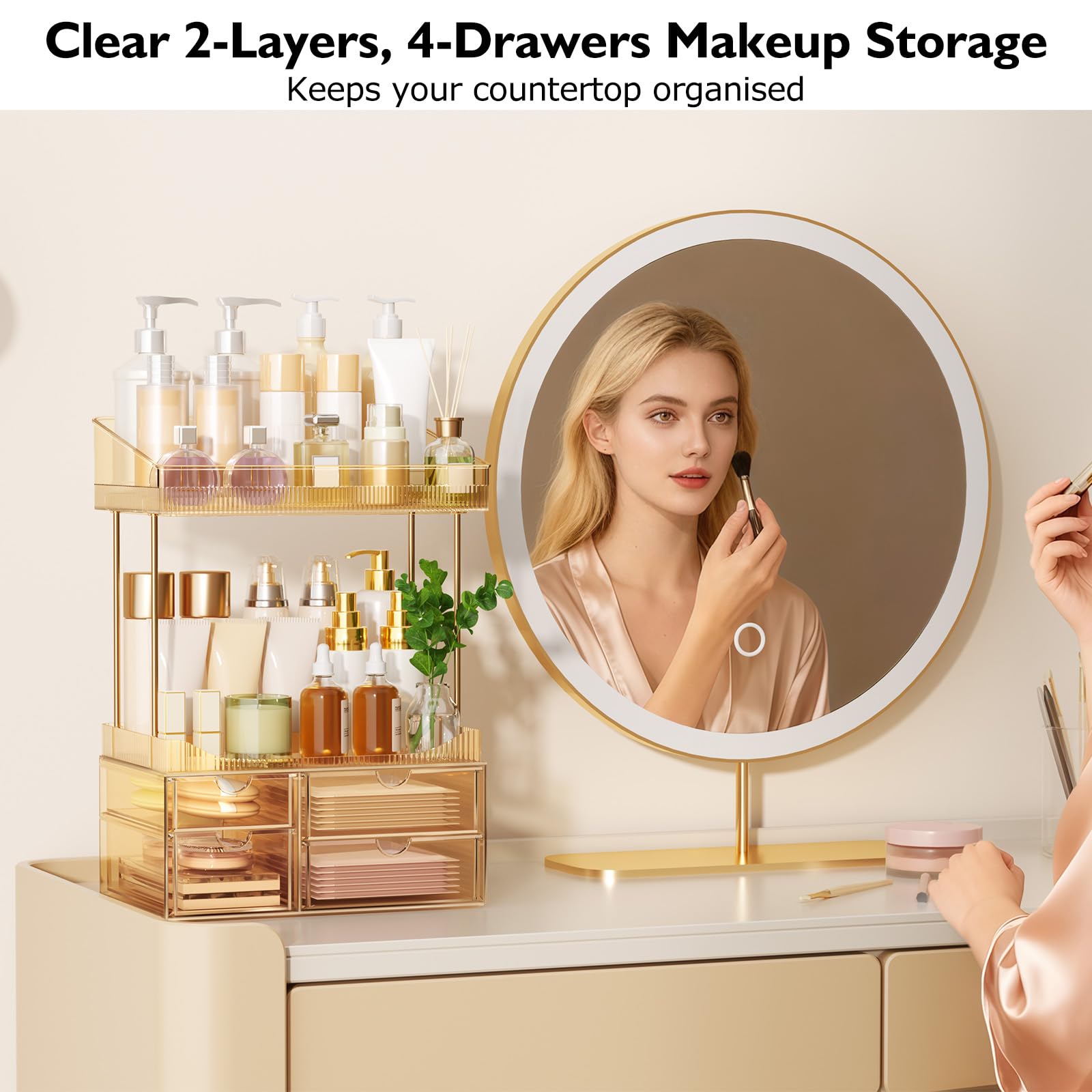 SNSLXH tawny finish organizer on dresser saves space