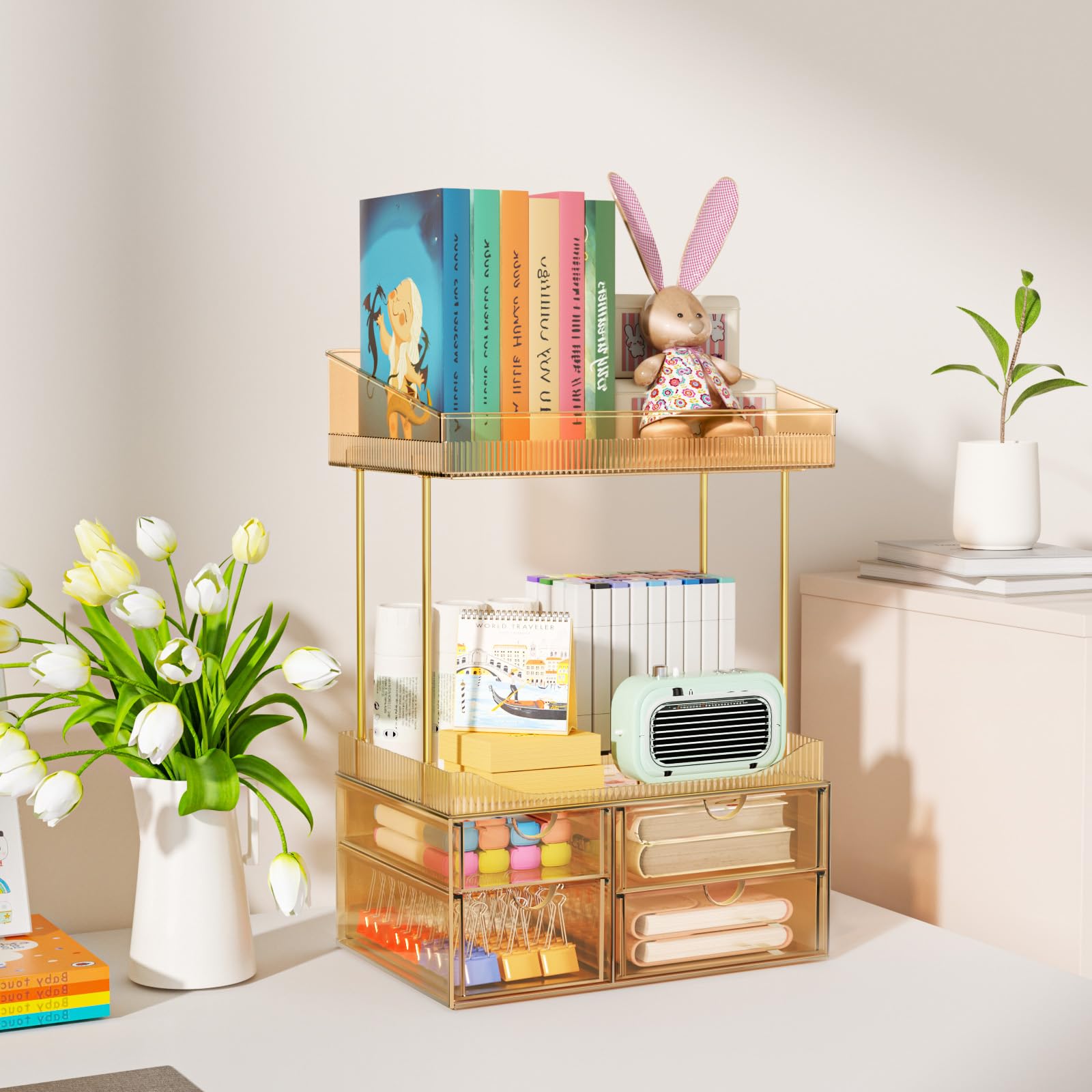 SNSLXH organizer on counter holds skincare and perfumes