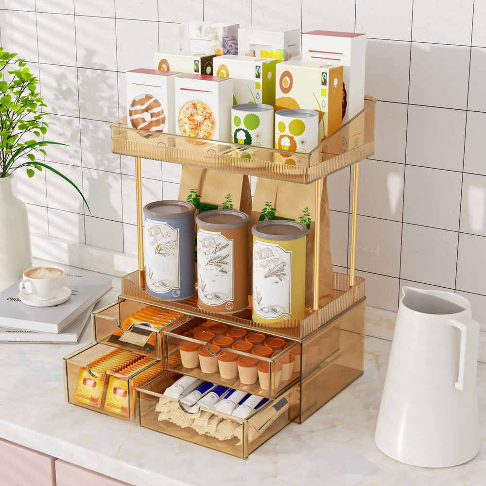 SNSLXH makeup storage on vanity keeps items organized